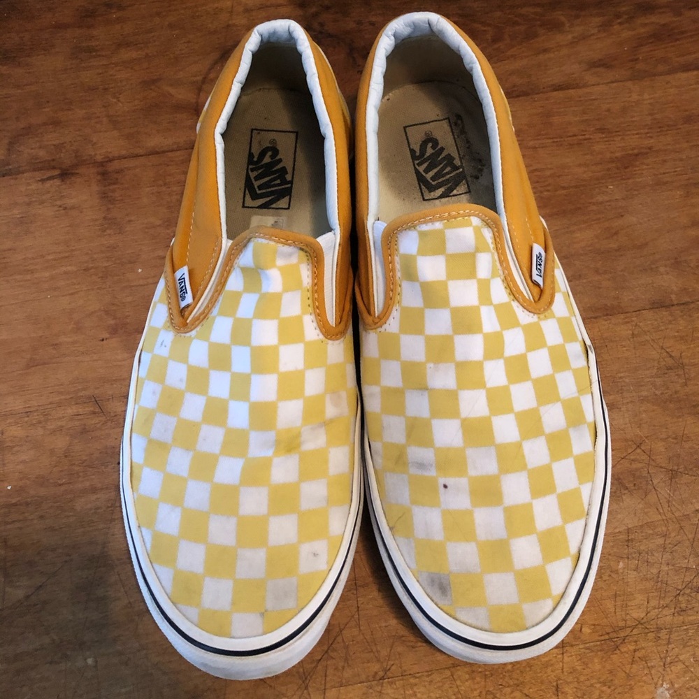 Vans Slip On Checkerboard Shoe ( Ochre Yellow)